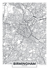 City map Birmingham, travel vector poster design