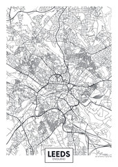 City map Leeds, travel vector poster design