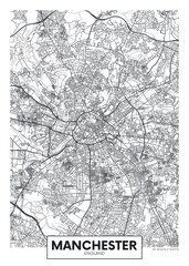 Fototapeta na wymiar City map Manchester, travel vector poster design
