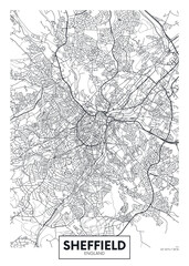 Fototapeta na wymiar City map Sheffield, travel vector poster design