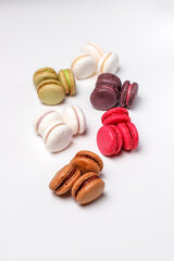 Various delicious french dessert macaroons.