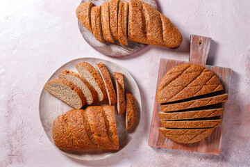 Fresh whole grain brown breads.