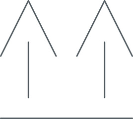 Up icon by the box. Direction. Vector, line, one color.