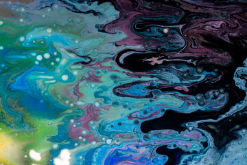 Blue Acrylic Pour Color Liquid marble abstract surfaces Design.