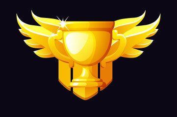 Gold cup award with wings for the winner for ui games.