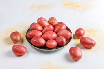 Fresh organic raw red potatoes.