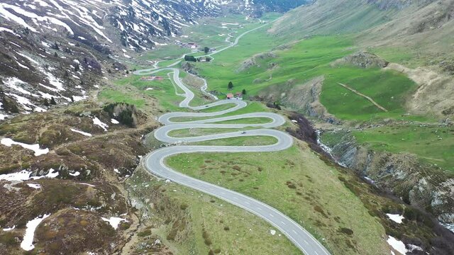 Aerial view of Julier Pass, Albula, Engadine, Canton of Graubunden, Switzerland