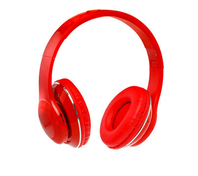 Cool and stylish red and black headphone, made of light plastic. It is wireless used and easy for portable. Display as isolate picture
