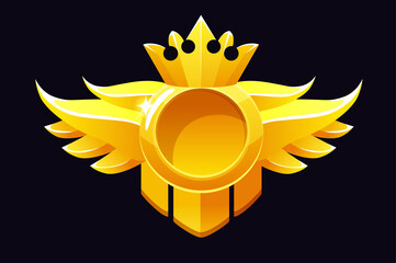 Gold round award, crown frame template for ui games.