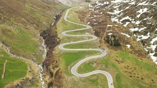 Aerial view of Julier Pass, Albula, Engadine, Canton of Graubunden, Switzerland