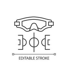 Water polo linear icon. Playing in water with ball. Competitive team sport. High aerobic fitness. Thin line customizable illustration. Contour symbol. Vector isolated outline drawing. Editable stroke