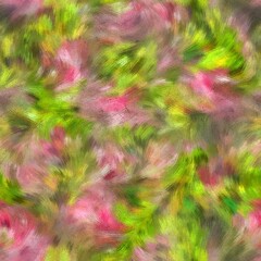 Seamless faux digital painted floral pattern print. High quality illustration. Procedural painting with realistic brush strokes in impressionistic style. Abstract art for surface design and print.