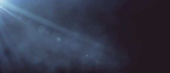 Abstract dark background with smoke and ray of light. Mockup