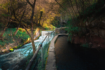 Krupajsko Vrelo (The Krupaj Springs) in Serbia, beautiful water spring with a small waterfall