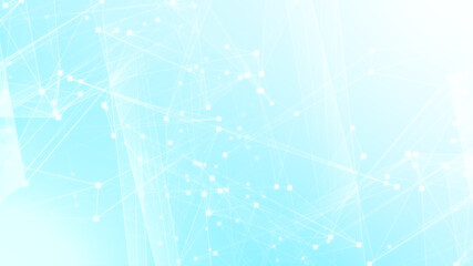 Abstract blue white polygon tech network with connect technology background. Abstract dots and lines texture background. 3d rendering.