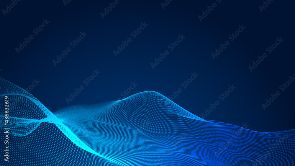 Poster dot blue wave light screen gradient texture background. abstract technology big data digital backgro