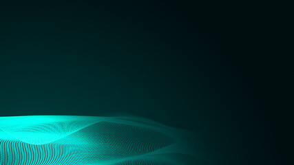 Dot green wave light screen gradient texture background. Abstract  technology big data digital background. 3d rendering.