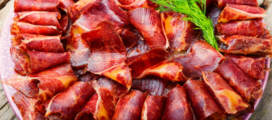 Sliced basturma or jerky