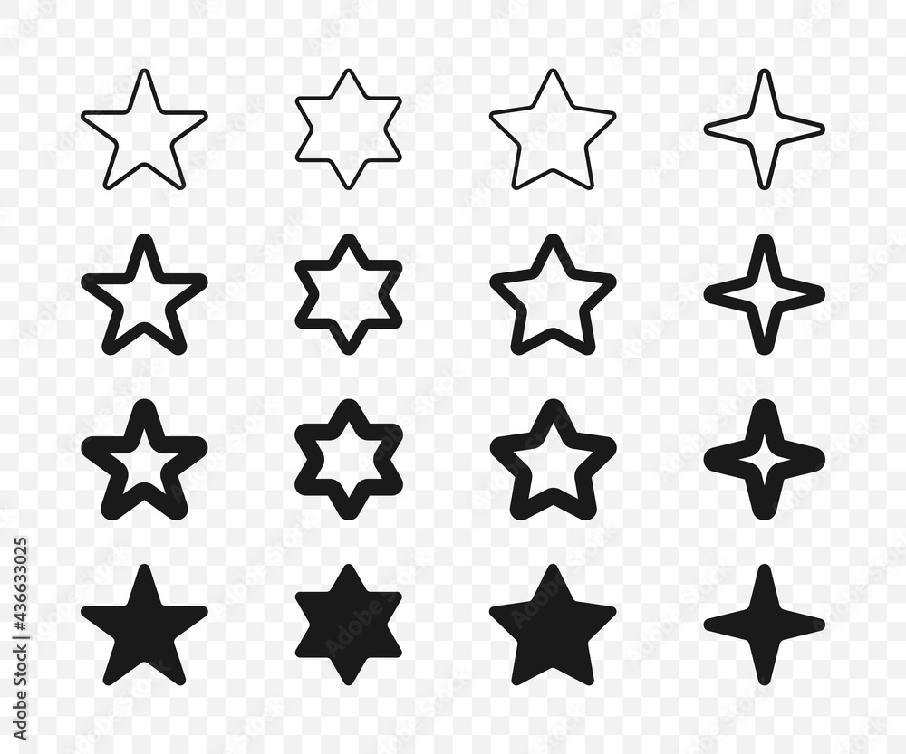 Wall mural stars collection. linear stars, isolated. star vector icon. vector illustration