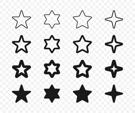 Stars collection. Linear Stars, isolated. Star vector icon. Vector illustration