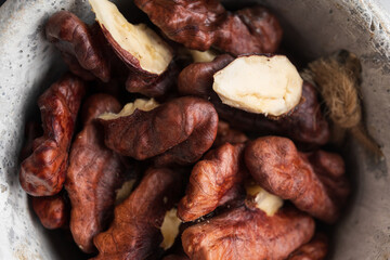 Delicious walnut kernels close up