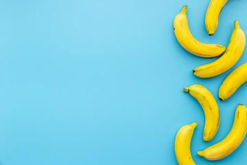 Colorful fruit pattern of bananas. Flat lay