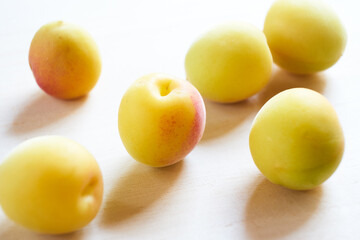 日本の梅の実を白バックで