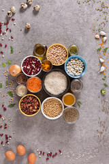 ources of protein in a vegetarian diet- Cereals, grains, beans,