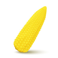 Cartoon corn. Golden maize harvest, popcorn corny grains and sweet corn. Ear of corn, delicious vegetables or corns cob, isolated vector icon