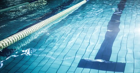 Obraz premium Composition of swimming pool with lanes and copy space