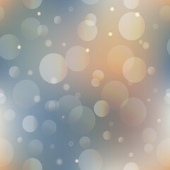 Festive seamless glowing sparkly bokeh background in soft blue and golden pastel colors