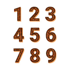 Naklejka premium Chocolate donuts numbers set. Vector illustration.