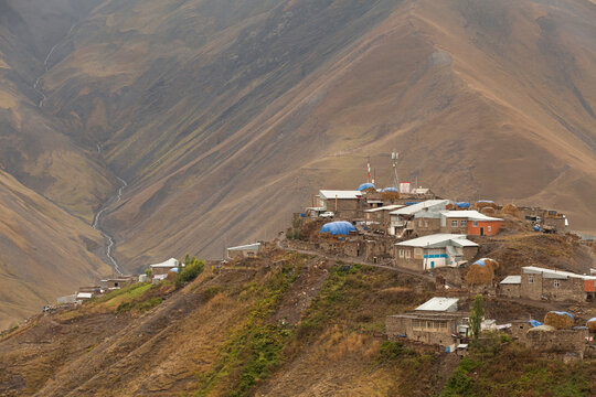Hinalug, Xinaliq, a remote mountain village in the Caucasus Mountains In Azerbaijan