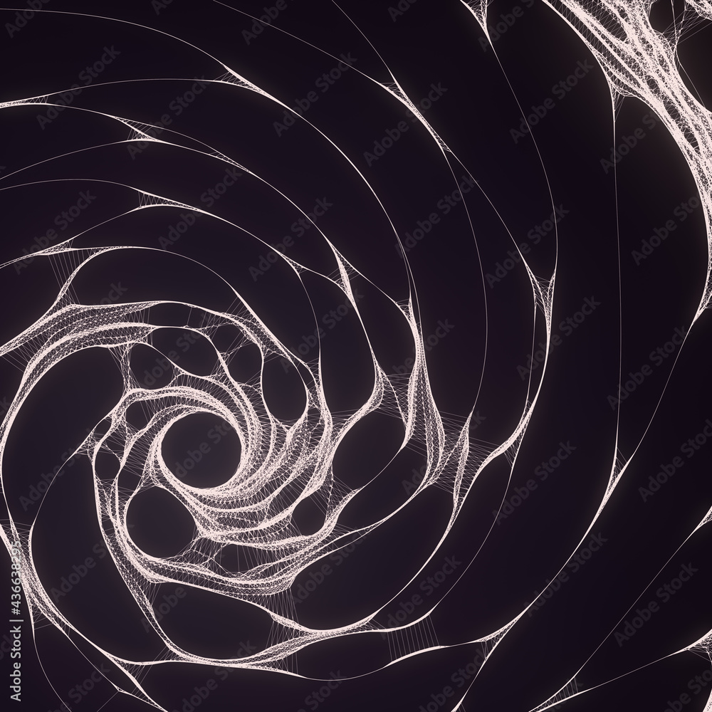 Poster smooth illustration of organic spiral structure. psychedelic geometric background. black and white p