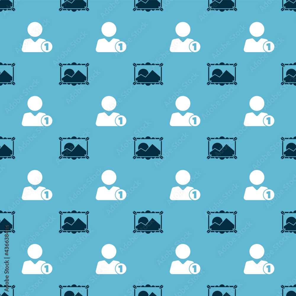 Poster set picture landscape and add to friend on seamless pattern. vector