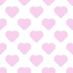 Fototapeta na wymiar Heart pattern pixel art. Seamless pattern. Pixel art heart pattern. Valentine's Day.