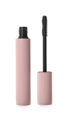 Mascara for eyelashes on white background. Makeup product