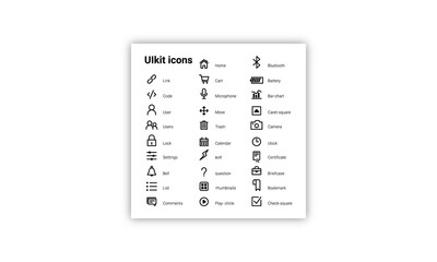 Modern UI Kit - Set of  line icon simple outline vector art design.