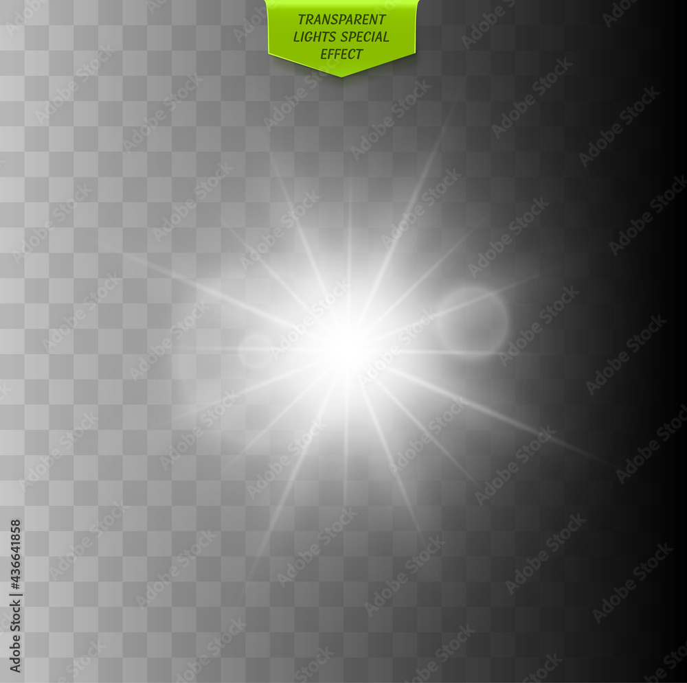 Wall mural glowing light effect. glowing spark isolated on transparent background. vector star explosion.
