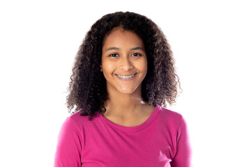 Cute African teenager girl with brackets