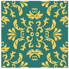 Beautiful cartoon illustration with damask pattern. Vector vintage damask pattern design. Vintage vector illustration.