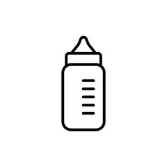 Baby milk bottle black line icon. Feeding bottle white background. Trendy flat isolated symbol sign can be used for: illustration, outline, logo, mobile, app, design, web, dev, ui, ux. Vector EPS 10
