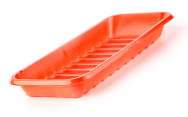 Red plastic tableware food container isolated over the white background