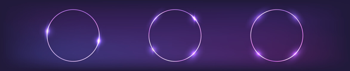 Neon round frame with shining effects