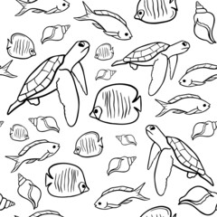 seamless pattern with sea animals