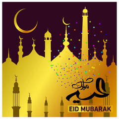 Eid Mubarak Arabic calligraphy for the celebration of Muslim community festival
