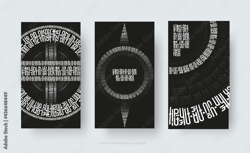 Poster vector illustration, lettering composition in circular design on black background