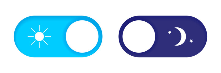 Day night mode switch. Dark and light interface switch button concept. Vector ui element icon.