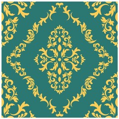 Beautiful cartoon illustration with damask pattern. Vector vintage damask pattern design. Vintage vector illustration.