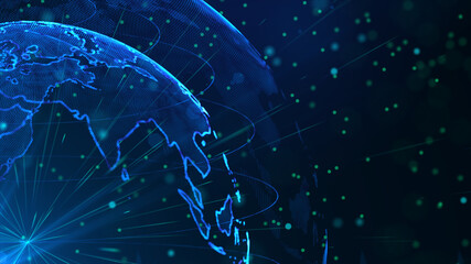 Digital blue planet of Earth, 3D animation